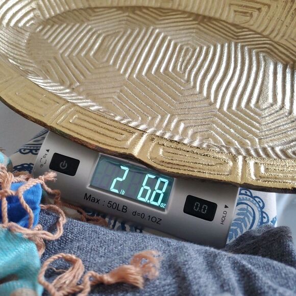 Gold Tone Metal Decorative Home Decor Wall Hanging Art Oval Platter Threshold - Picture 16 of 16